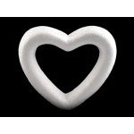 Polystyrene heart, white color, 10 x 11.5 cm